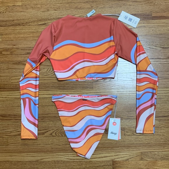 Maaji swimsuit - long sleeve crop top bikini set with high rise bottoms - Picture 2 of 6